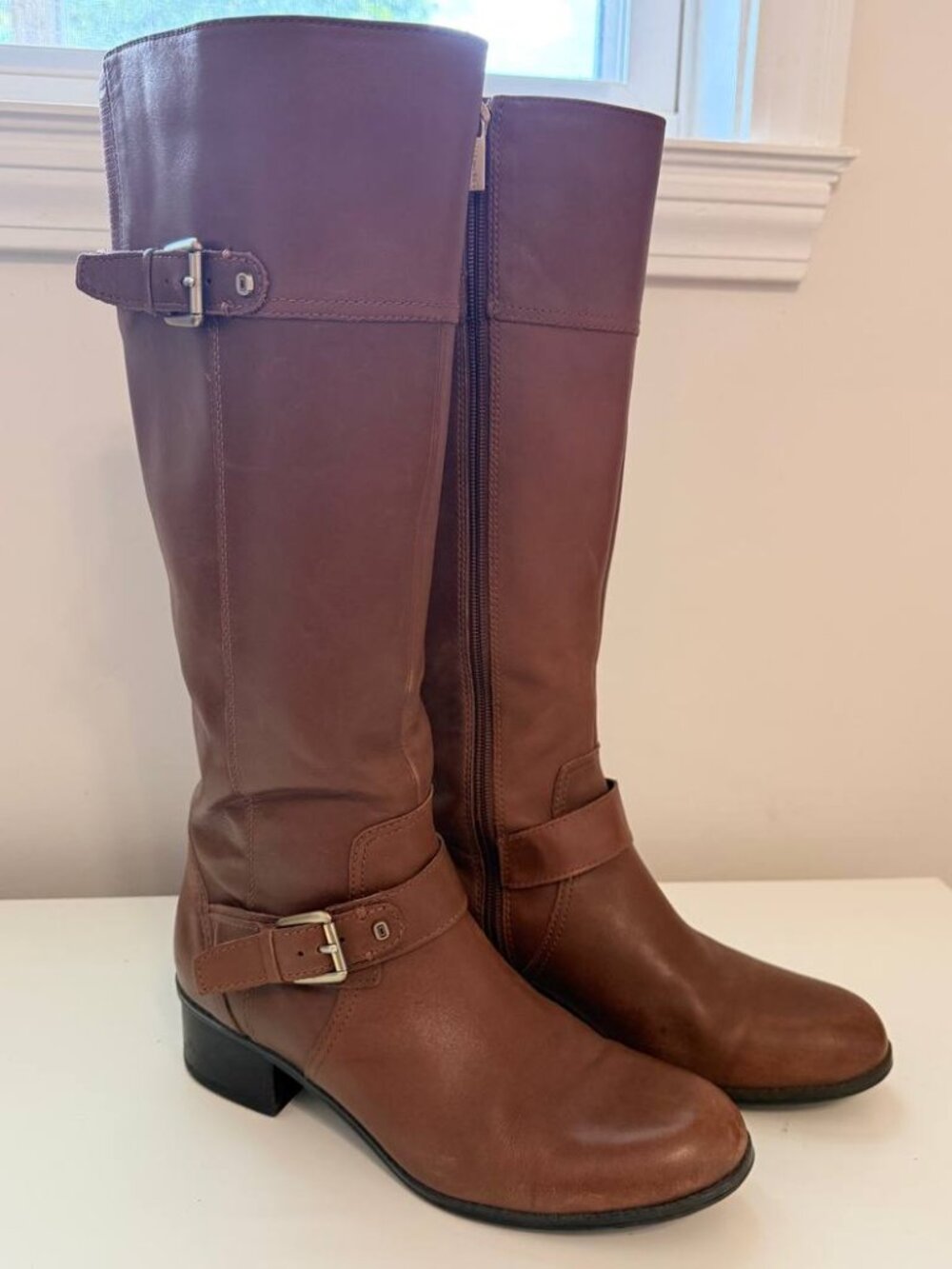 Bandolino - Brown Leather Knee-High Riding Boots - Size 8.5